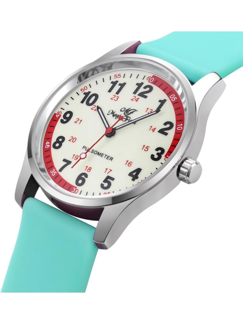 Women's Silver Green Easy to Read Military Time Waterproof Luminous Wrist Watch - Picture 2 of 6